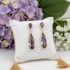 Luxury Purple Teardrop Crystal Earrings – Gold-Plated Long Drop Earrings for Women