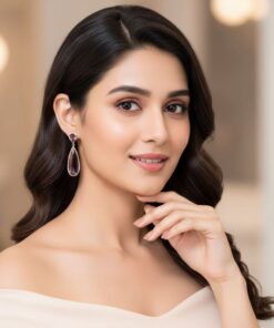 Luxury Purple Teardrop Crystal Earrings – Gold-Plated Long Drop Earrings for Women