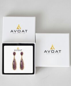 Luxury Purple Teardrop Crystal Earrings – Gold-Plated Long Drop Earrings for Women