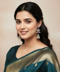 Grand Oxidized Silver Jhumka Earrings with Ruby Pink Stones and Pearl Drops