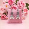 Oxidized Silver Dangler Jhumka Earrings with Pink Stone & Pearl Clusters