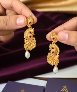 Gold Peacock Drop Earrings