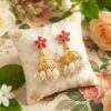 Golden Plated Floral Jhumka Earrings with Pearls – Elegant Traditional Ethnic Jewellery for Women