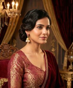 Golden Plated Floral Jhumka Earrings with Pearls – Elegant Traditional Ethnic Jewellery for Women